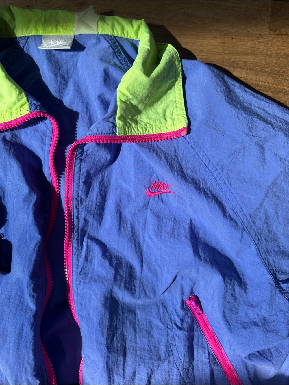 Vintage early 1990s Nike Gray Tag Neon Windbreaker